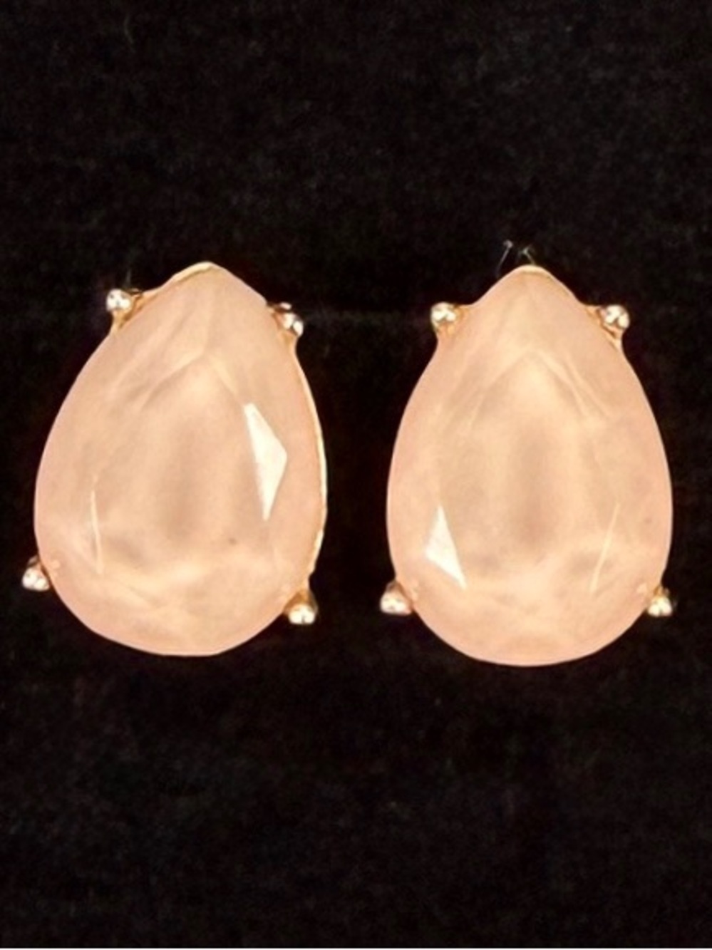 Elegant Goldtone Cream - Taupe Teardrop Pierced Earrings